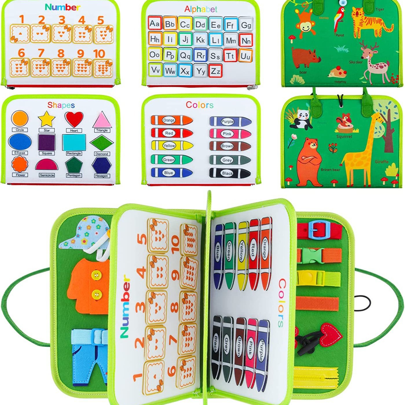 繁忙板蒙特梭利玩具板 学习板 毛毡学习板 儿童早期教育板