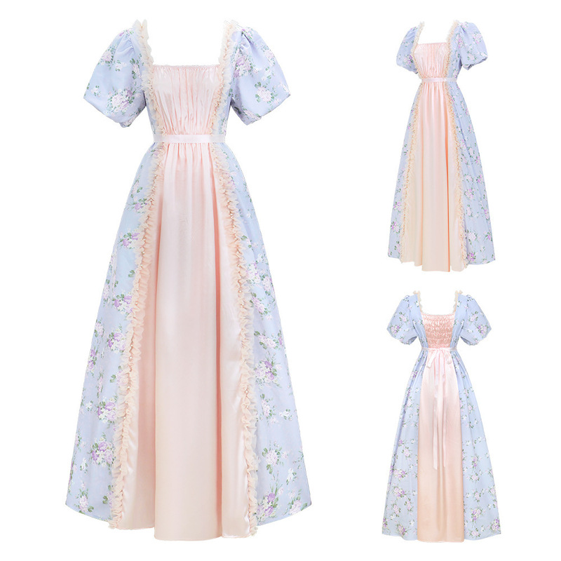 Victorian Era Regency Dress High-Waisted Regency Tea Party Dress Stage Performance Halloween Carnival Banquet Dress Cross-Border