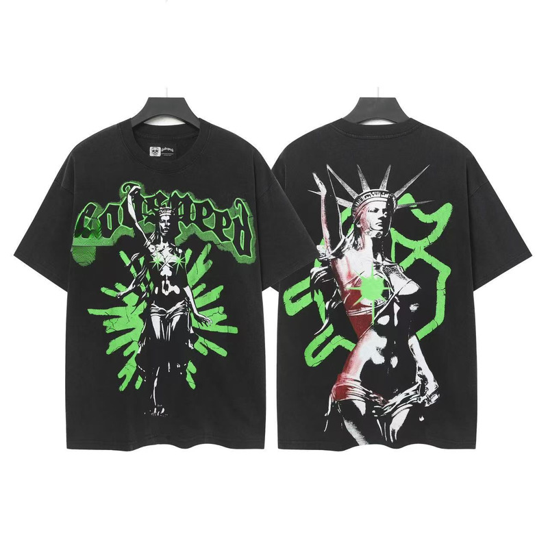 25ss アメリカのトレンディなブランド GOD ロックバンド ヒップホップ レタープリント 半袖 高品質 コットン Tシャツ カップル同スタイル|undefined