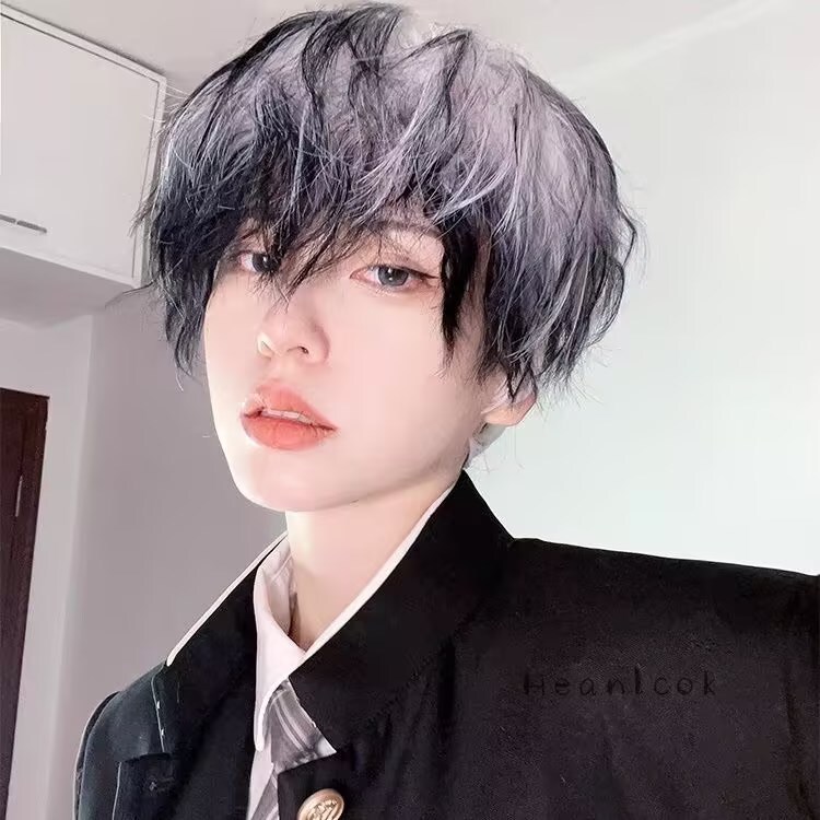 Japanese Zhengtai Men's Handsome Spotted Wig Tin Paper Hot Short Hair Slant Bangs Full Head Cover Chemical Fiber Fake Hair in stock First Hair Japanese Zhengtai Men's Handsome Spotted Wig Tin Paper Hot Short Hair Slant Bangs Full Head Cover Chemical Fiber Fake Hair in stock First Hair