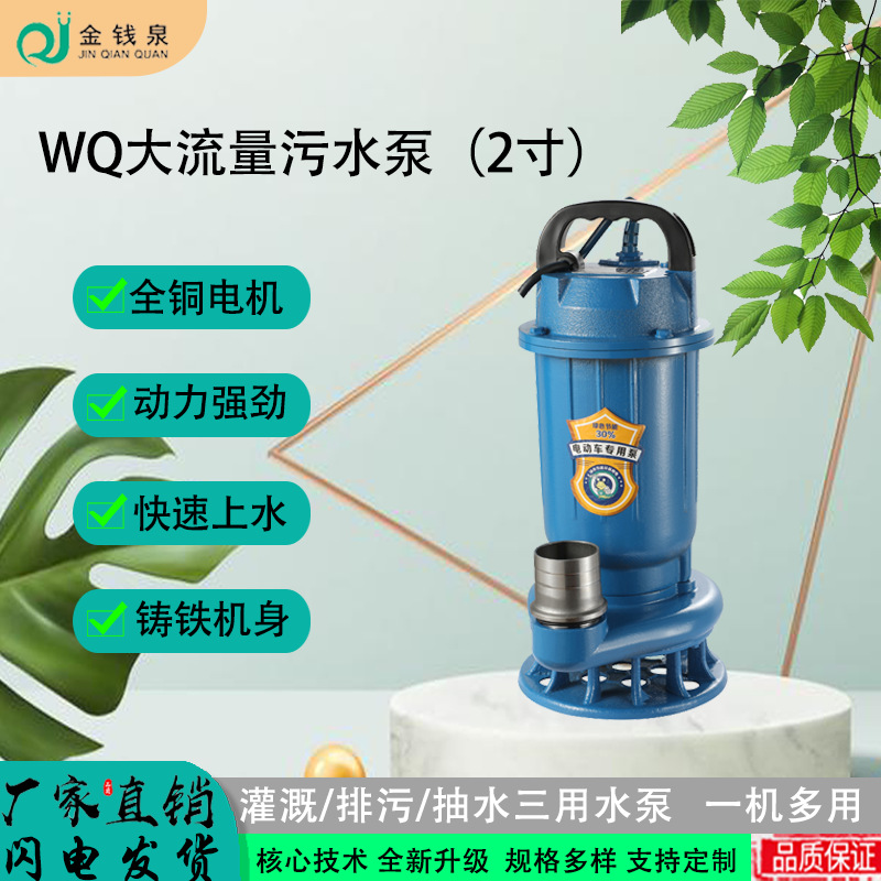 WQ系列24v潜水泵家用排灌地下室48/60v水泵废水粪池养殖场污水泵