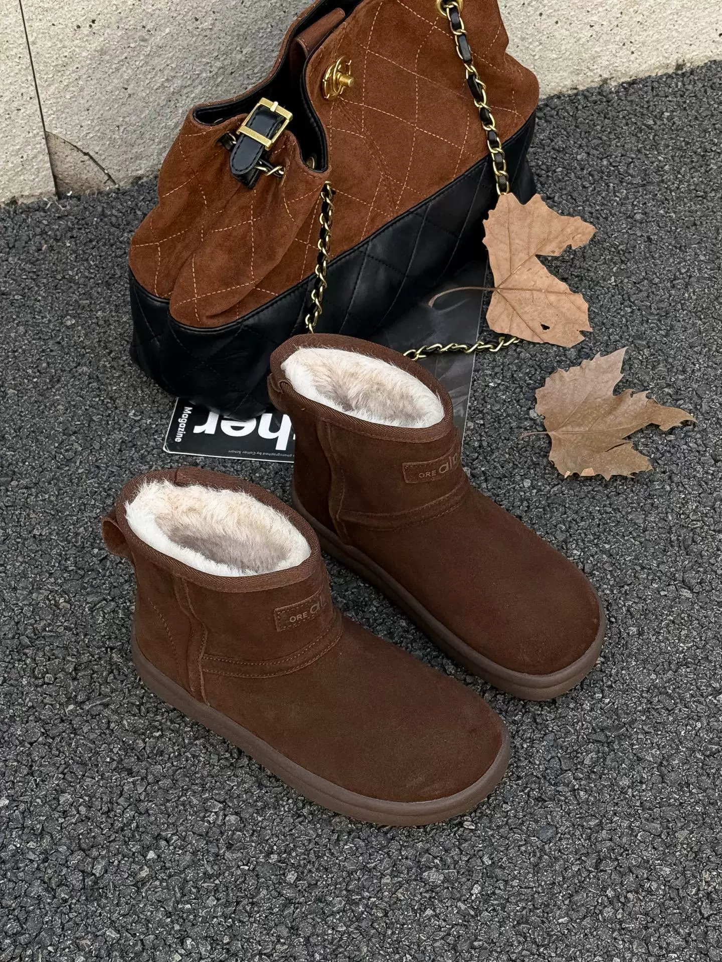 Retro matte leather keep warm classic low boots, simple and elegant design