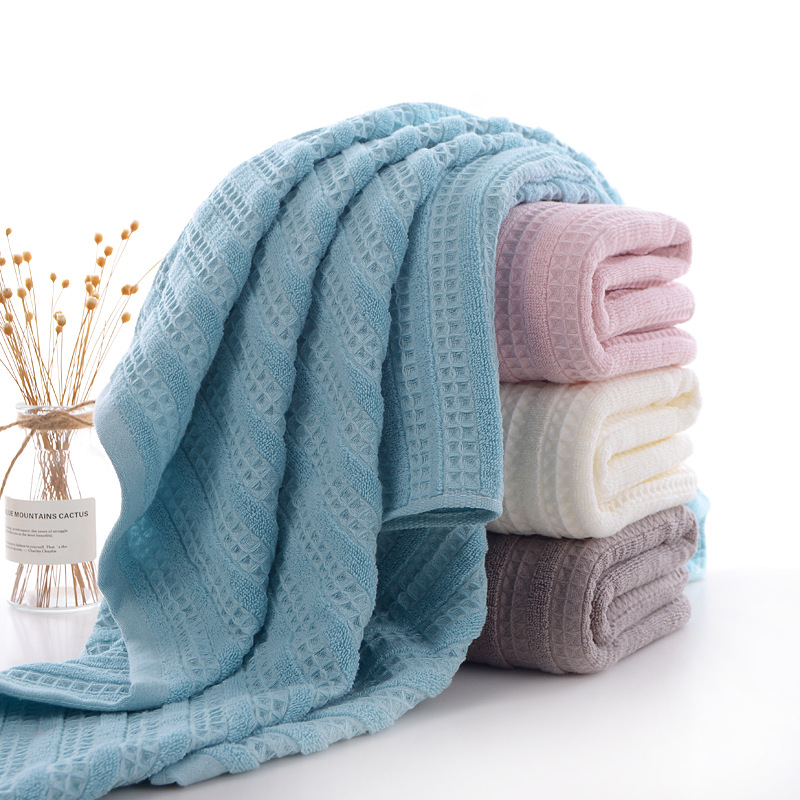 Toalla de baño de algodón con nido de abeja jacquard absorbente_voghion.com