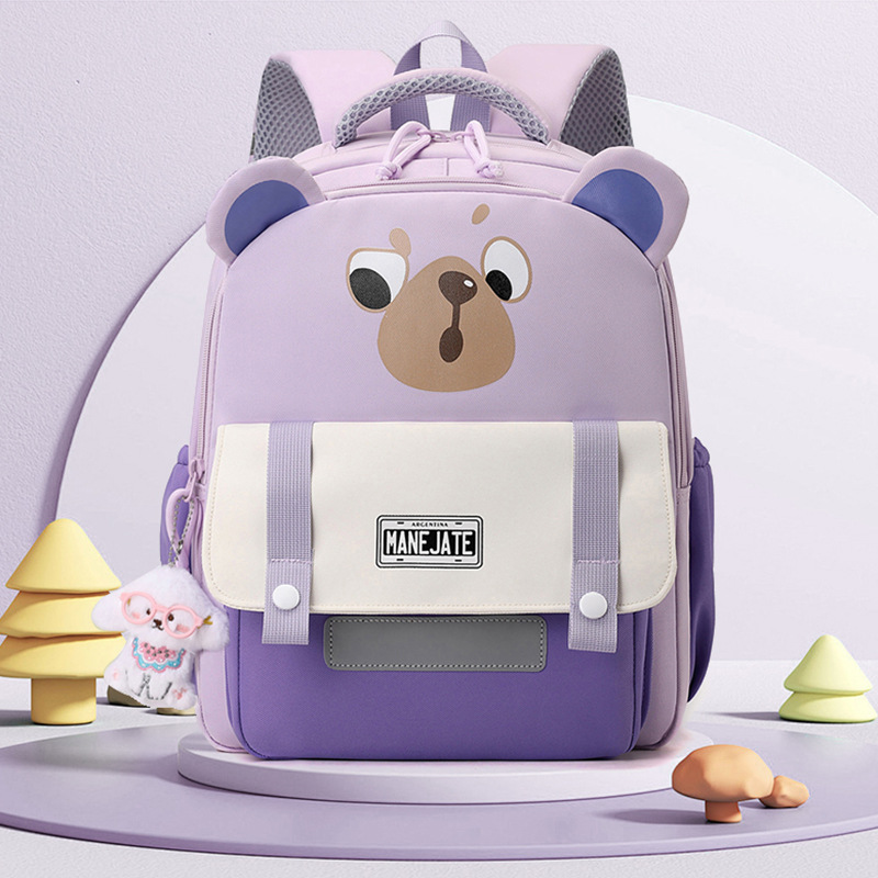 Cartoon Bear Kids Big Class Kindergarten Mochila para niñas de grado uno y dos mochilas para niños respirables
