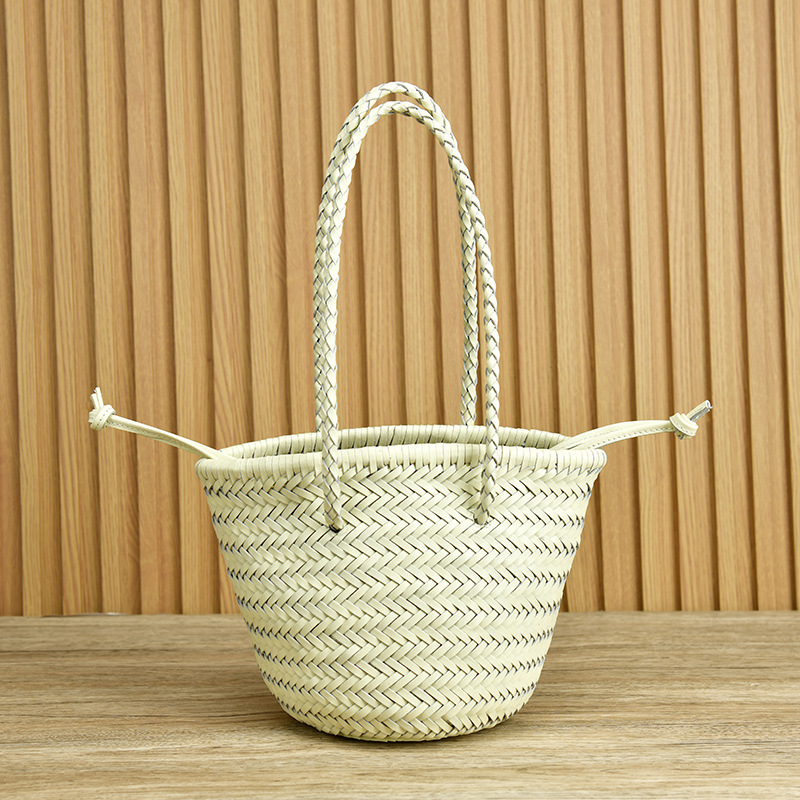 La misma bolsa de cuero de vaca tejida con capa de cabeza de la familia z, bolsos de hombro de cuero retro, bolsos de canasta de verduras hechas a mano de cuero, bolsos de playa de viaje, bolsos especiales