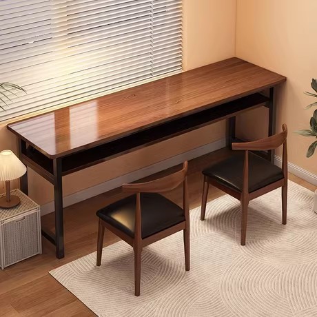 Simple Double-Layer Computer Desk Student Writing Home Bedroom Simple Long Solid Wood Study Table