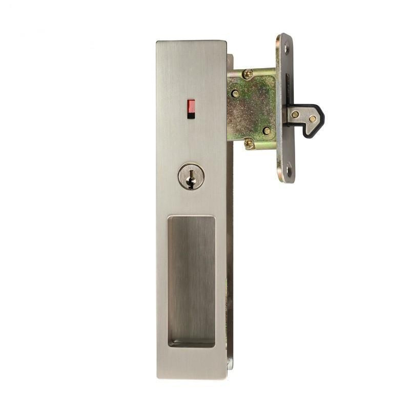 Cerradura cuadrada de puerta corredera de estilo japonés, cerradura de puerta corredera de aleación de zinc, indicación roja y verde, cocina y baño, puerta corredera, cerradura de gancho para puerta corredera