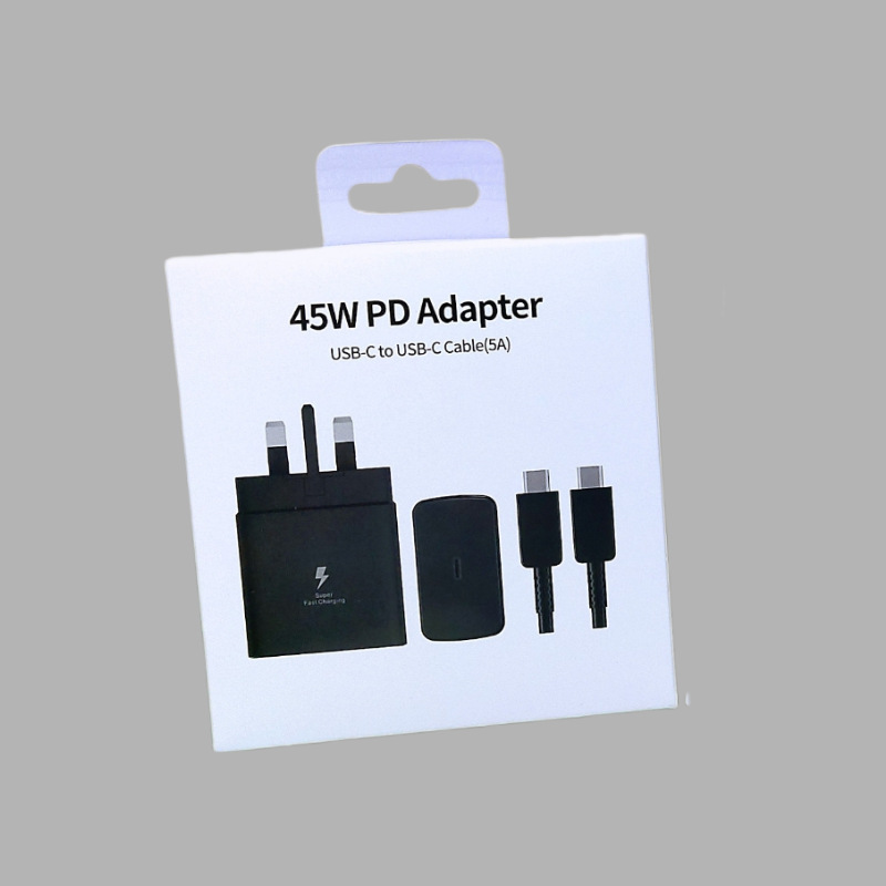 Aplicable Samsung PD45W cargador europeo cabezal de carga estándar británico teléfono móvil S23 cabezal de carga rápida paquete original al por mayor