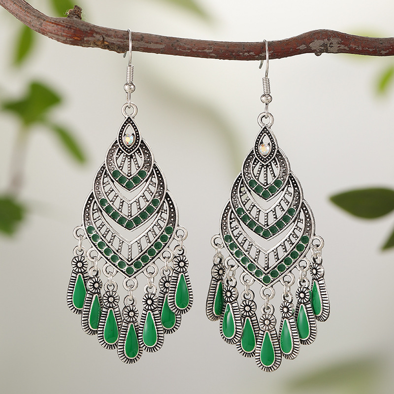 1 11 Color Your Dixi New Earrings Dot Drill Oil Drop Retro Craft Multi-layer Alloy Small Pendant Earrings