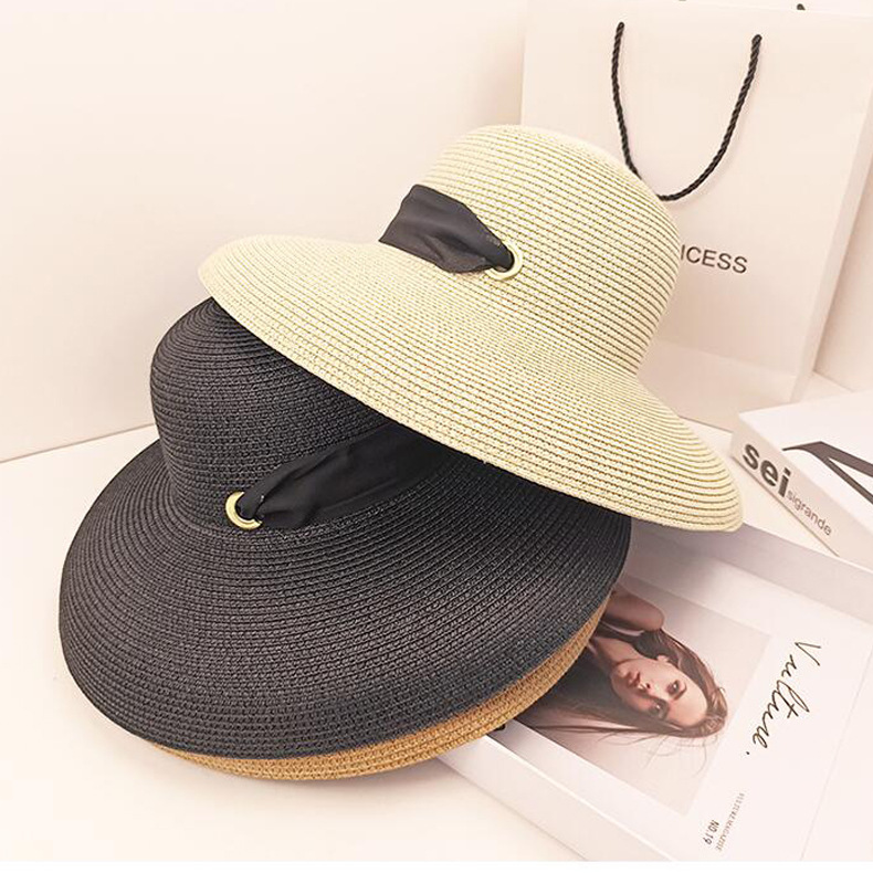 Women's Simple Style Bow Knot Braid Flat Eaves Straw Hat display picture 1