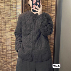 原创休闲文艺仿铜氨柔软立领夹棉衬衫高品质麻棉女装绗线保暖棉衣