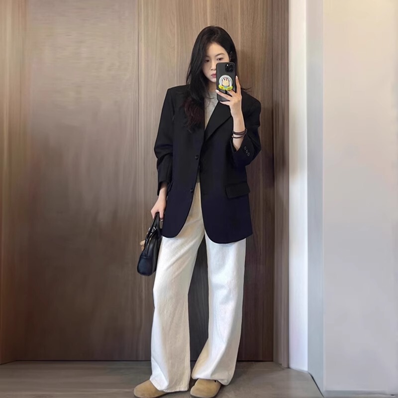 早秋小西装外套女2025新款休闲气质名媛高级感黑色超火极简风西服|undefined