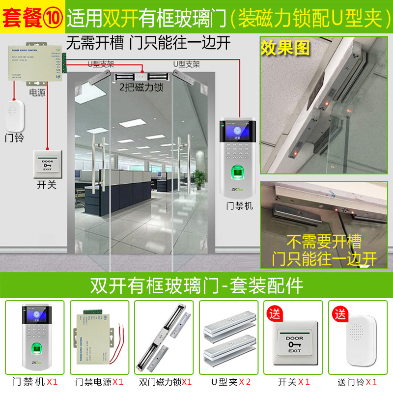 Package 10: Double open framed glass door with magnetic lock