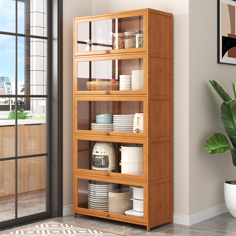 Doorless Kitchen Shelf Household Floor Multifunctional Storage Cabinet Oven Microwave Shelf Storage Cabinet