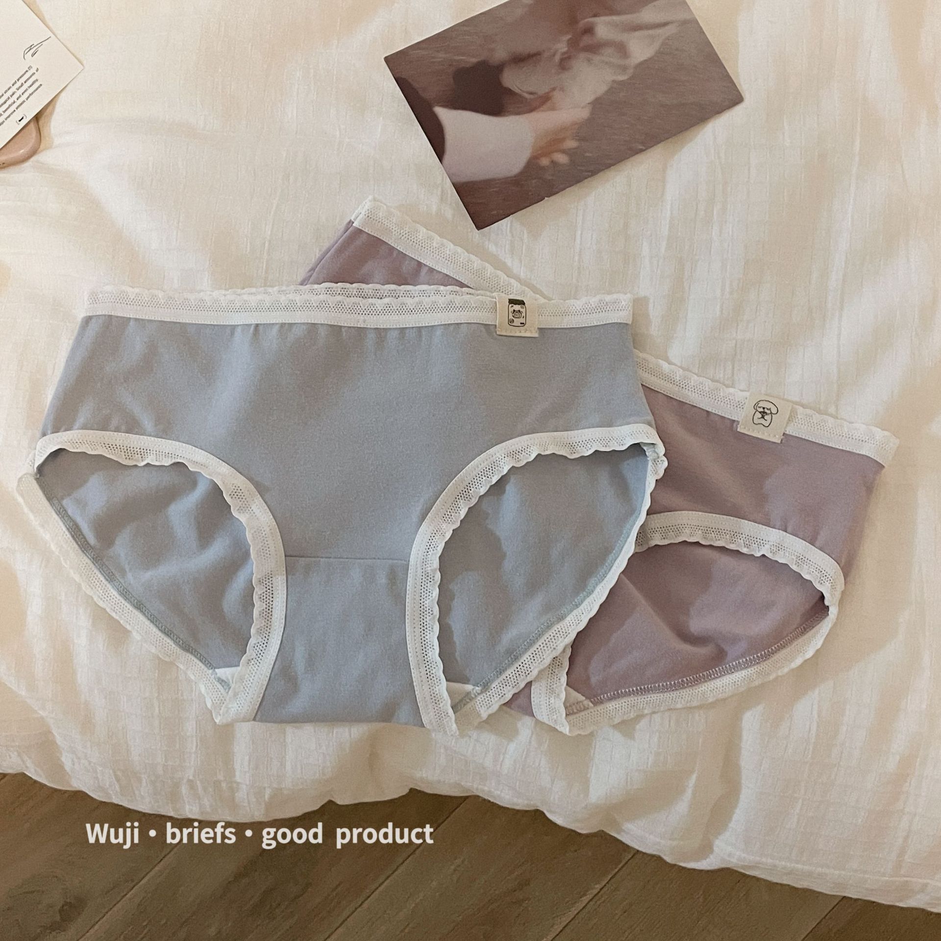 My good-quality solid color cartoon [Class A cotton] underwear Japanese sweet briefs girl breathable lace
