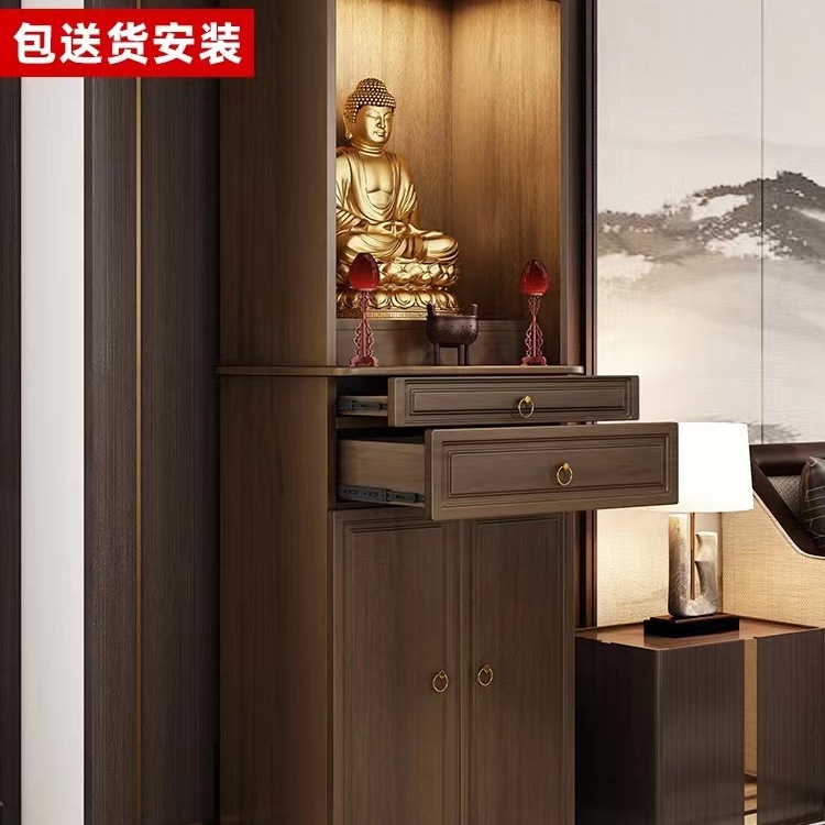 Modern Buddhist Altar Cabinet, New Chinese-Style Standing Cabinet, Statue Altar, Home Living Room Altar Table
