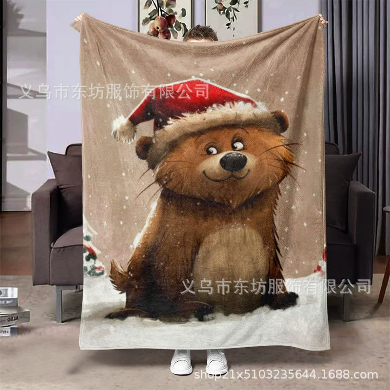 Мультяшные рождественские маленькие животные милые теплые фланелевые одеяла универсальные четыре сезона