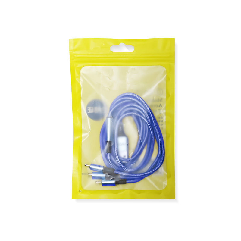 Cable de datos trenzado tres en uno de carga rápida 3A, listo para usar en fábrica, adecuado para Apple, Android y tipo C, cable de carga uno a tres.