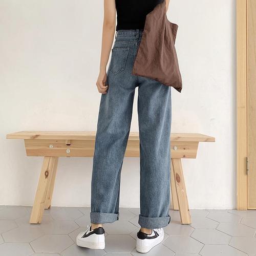 Xintang jeans, denim wide-leg pants, women's high-waisted drop-crotch straight-leg floor-length slim-fit pants, HyunA-style straight-leg pants, drop-shipping