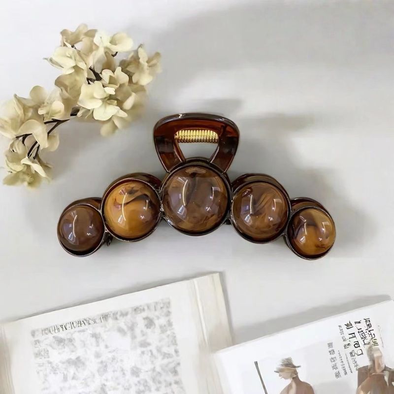十一公分亚克力高级感珠珠新款抓夹早秋大号五颗仿珍珠鲨鱼夹发饰|undefined