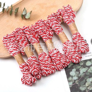 Factory wholesale 2MM two-color cotton rope diy hand-woven tag rope 10 m/tie red tag thin cotton rope