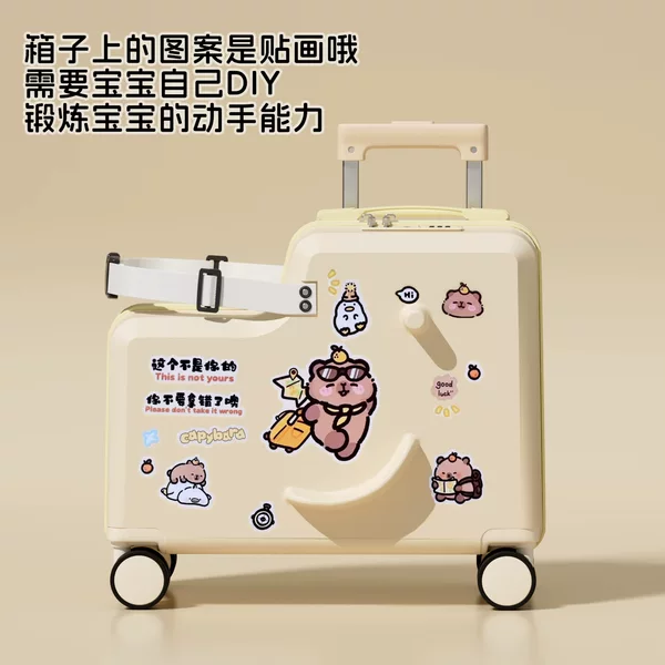 Kapibala Children's Suitcase 20inch with Universal Wheels, Trolley Case, Durable Ride-On Suitcase, Travel Suitcase