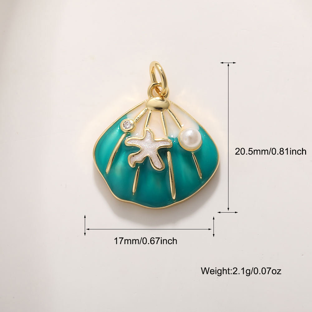 2g Weight Pendant Jewelry Making Type DIY Jewelry Accessories Classification 1 Piece Quantity Copper Material Starfish, Conch, Dolphin, Hippocampus, Fish Pattern All Seasons Season Enamel, Plating Design Cute, Marine Style Style 1 Piece Copper Starfish Conch Dolphin Pendant DIY Jewelry Accessories 4