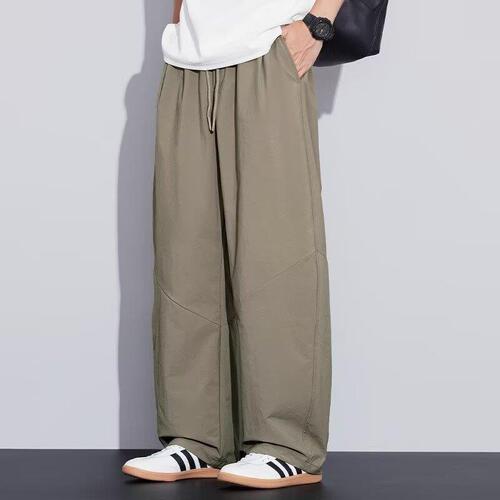 Men's Ice Silk Casual Pants Loose Straight Leg 2025 Summer Casual Outdoor Quick Dry