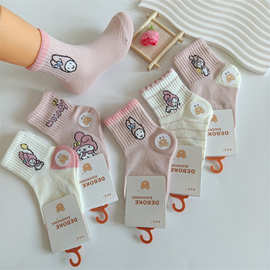 儿童袜子春夏季新款男女童网眼中筒运动袜卡通透气小孩子棉袜批发