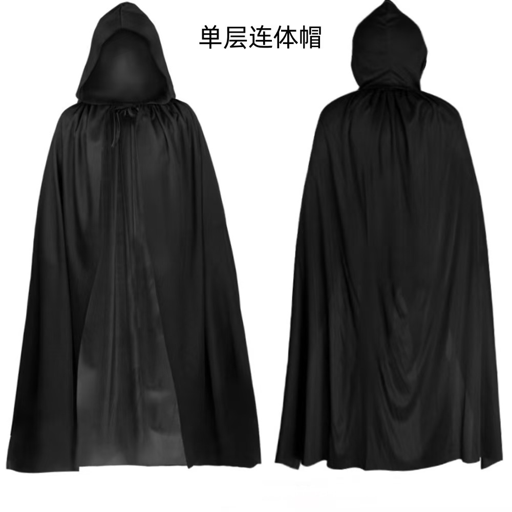 Disfraz de Halloween Seddin negro de la muerte capa capa accesorios con sombrero fantasma día de adultos capa Harry Potter