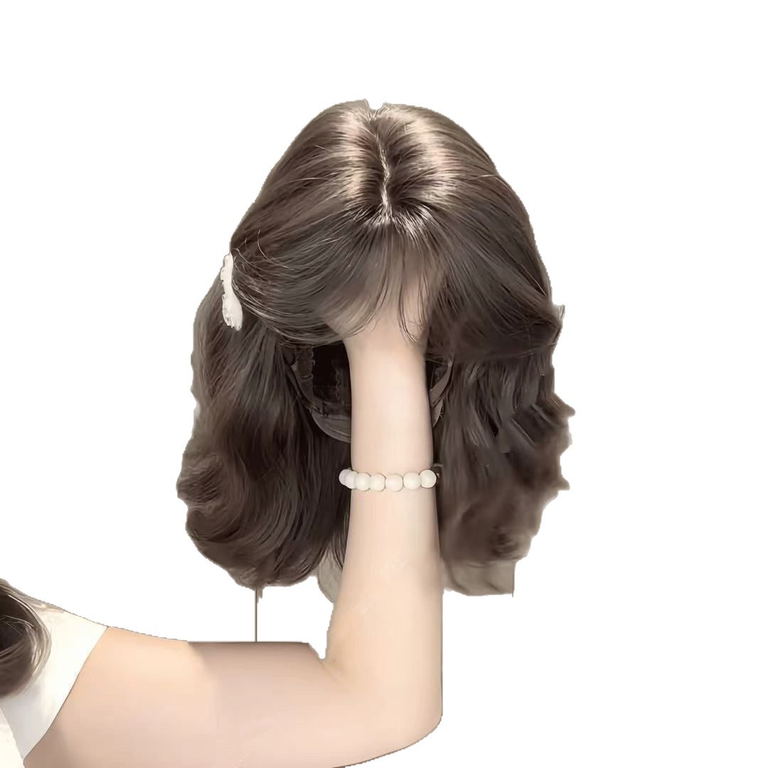 Parrucca Koni stile coreano in lana arricciata a uovo per autunno e inverno, frangia d'aria, capelli corti naturali giovanili e soffici per le donne