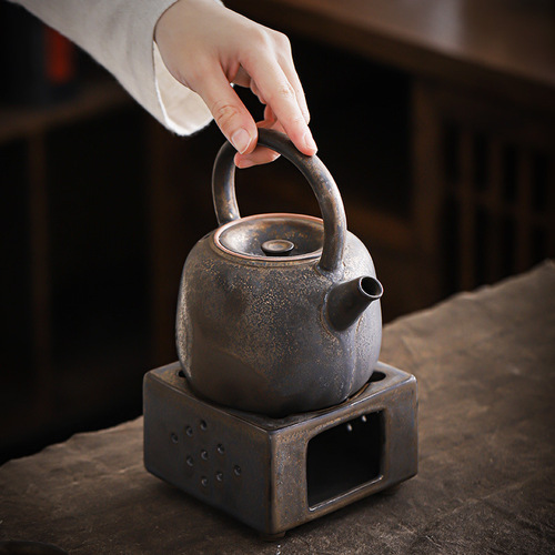Gilt rough pottery warm tea stove ceramic teapot old rock mud candle warm tea heating base tea warmer teapot set