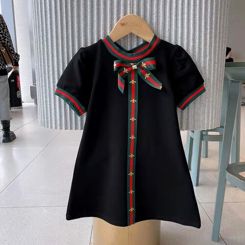 Summer butterfly knot dress for little girls, new Korean style casual woven ribbon dress for baby girls, college style princess dress