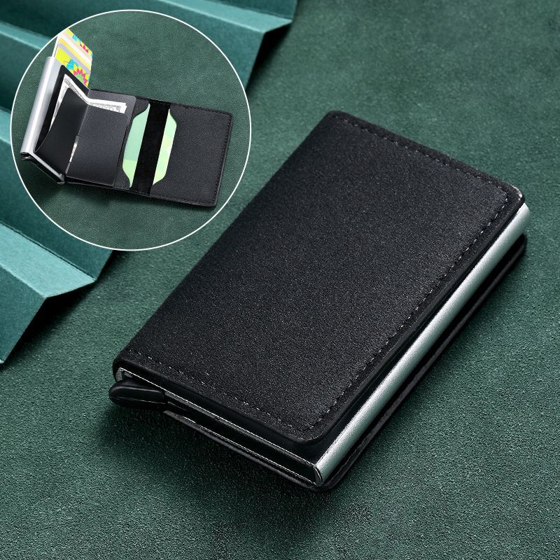 Anti-robo RFID tarjeta de metal bolsa de tarjeta de crédito elástica caja de metal de aluminio tarjeta de hombre tarjeta de bolsa de plata tarjeta al por mayor