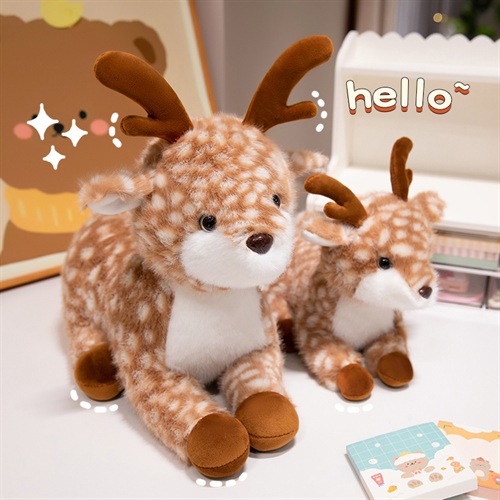 Simulation Sika Deer Doll Ornaments Plush Toy Cute Deer Doll Sleeping Pillow Doll Birthday Gift for Women