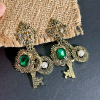 Design earrings, advanced green silver needle, fashionable brand accessory, high-quality style, wholesale