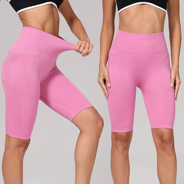 European and American Hot-Selling Seamless Butt-Lifting Fitness Pants, Tummy Control, High-Waisted, Peach Butt Yoga Shorts