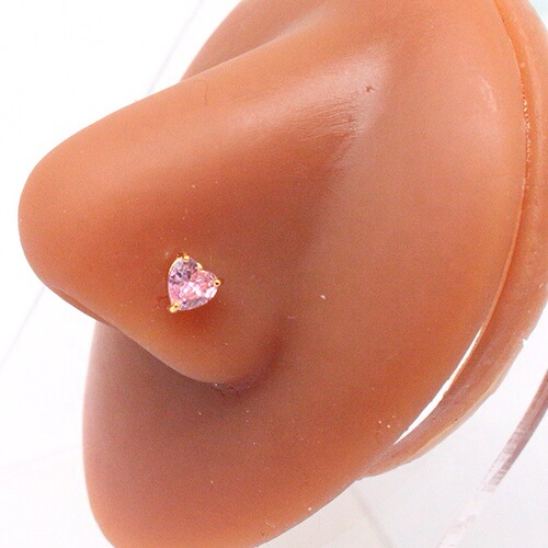 Gaibei Europe and America cross-border heart-shaped nose nail stainless steel nose nail nose ring nose decoration zircon nose nail human body piercing jewelry