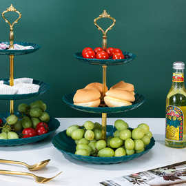轻奢北欧风格点心盘客厅果盘婚礼零食盘甜品架喜糖盘子三层水果盘