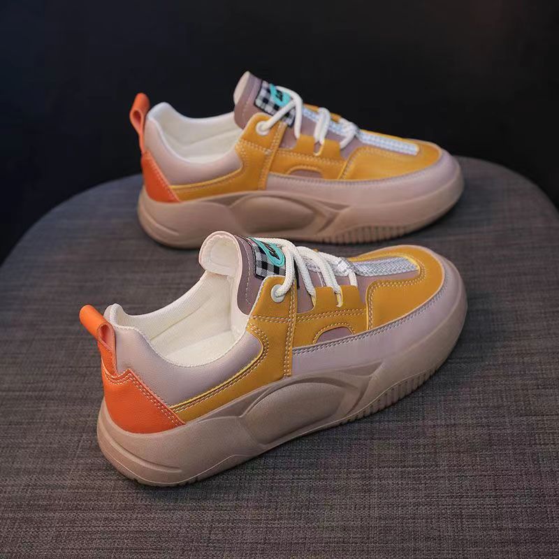 Damen Leder Casual Board Sneaker Mit Dicker Sohle Für Alltag_voghion.com