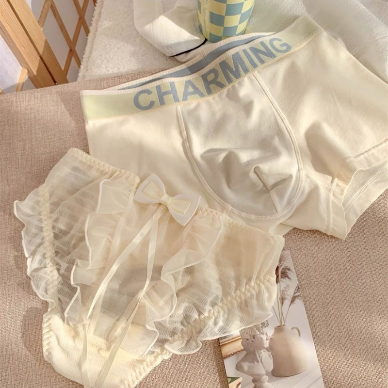 Black and White Couple Underwear, One Man and One Woman, Sexy Mesh Women's Triangle, Men's Boxer Boyfriend's Exclusive Little Thing, Chinese Valentine's Day Gift