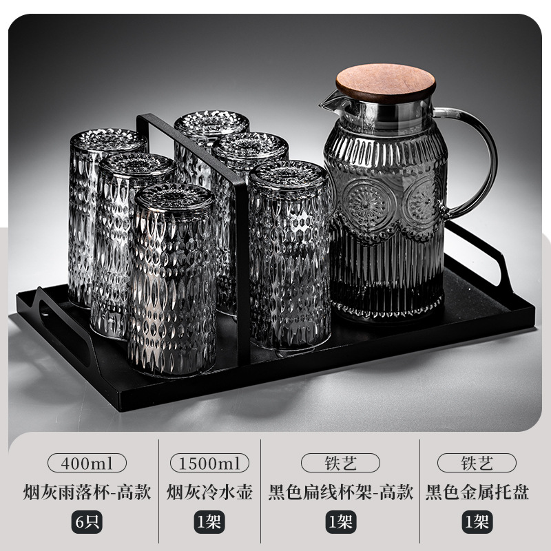 Taza de agua de vidrio en relieve con un conjunto de alta calidad de té para beber jugo de cerveza tazas de café