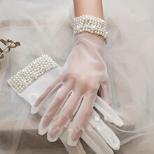 I 47824 Lace Pearl Wedding Gloves ��˿�������� �羳ŷ��
