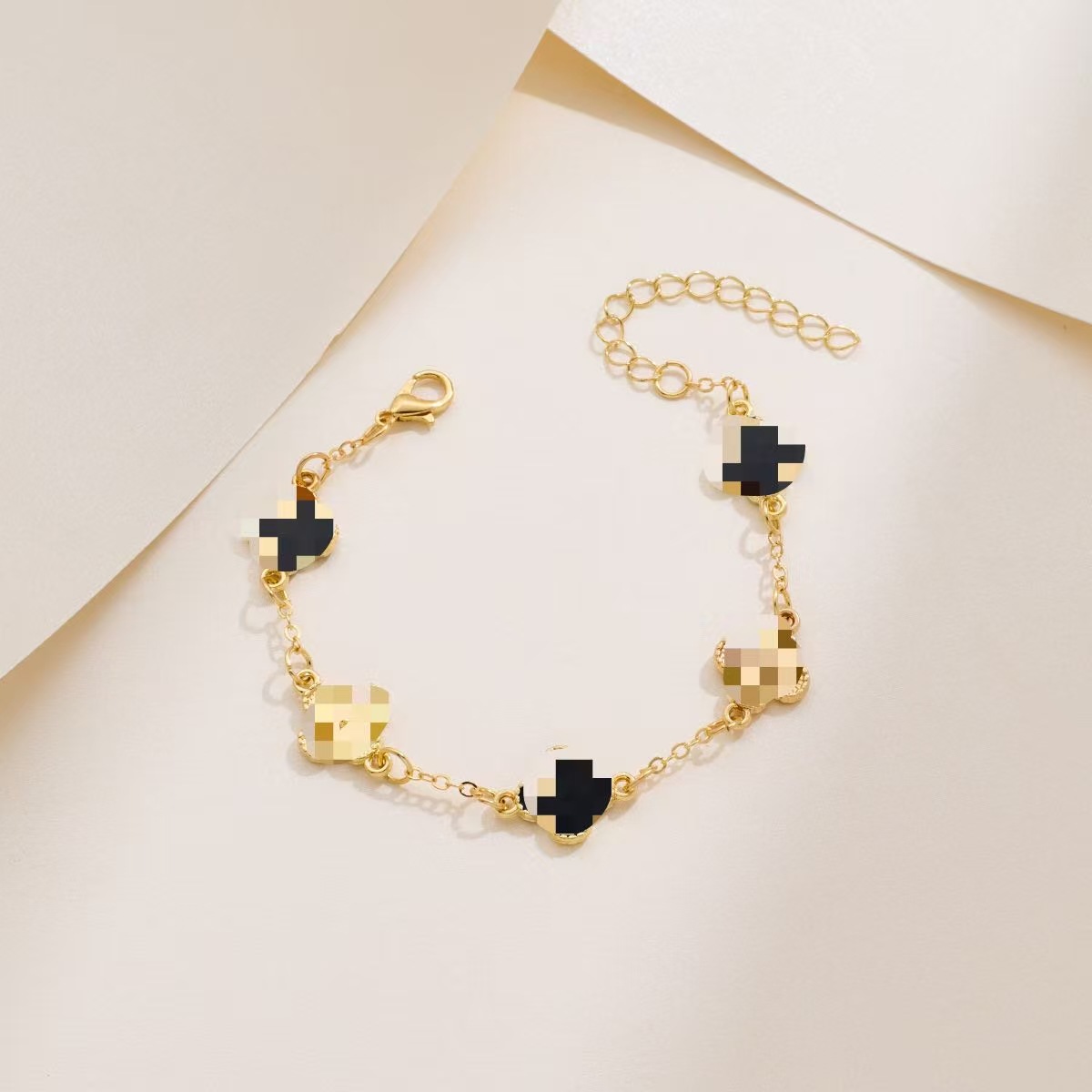 Cross-border New Style Four-leaf Clover Bracelet Women's South Korea Simple Ins Five-flower Fritillaria Good Luck Four-leaf Clover All-match Bracelet Chain