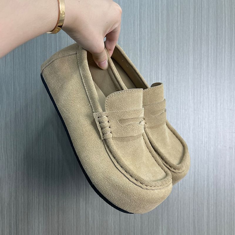 Aumentar la altura de los zapatos de base gruesa, Old Money Wind, retro cuero de veludo, zapatos casuales Muller para hombres, zapatos de viaje para hombres, zapatos Lefour para hombres.