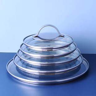 Thickened Export 304 Stainless Steel Handle Explosion-Proof Visible Tempered Glass Pot Lid Stainless Steel Rim Lid Explosion-Proof