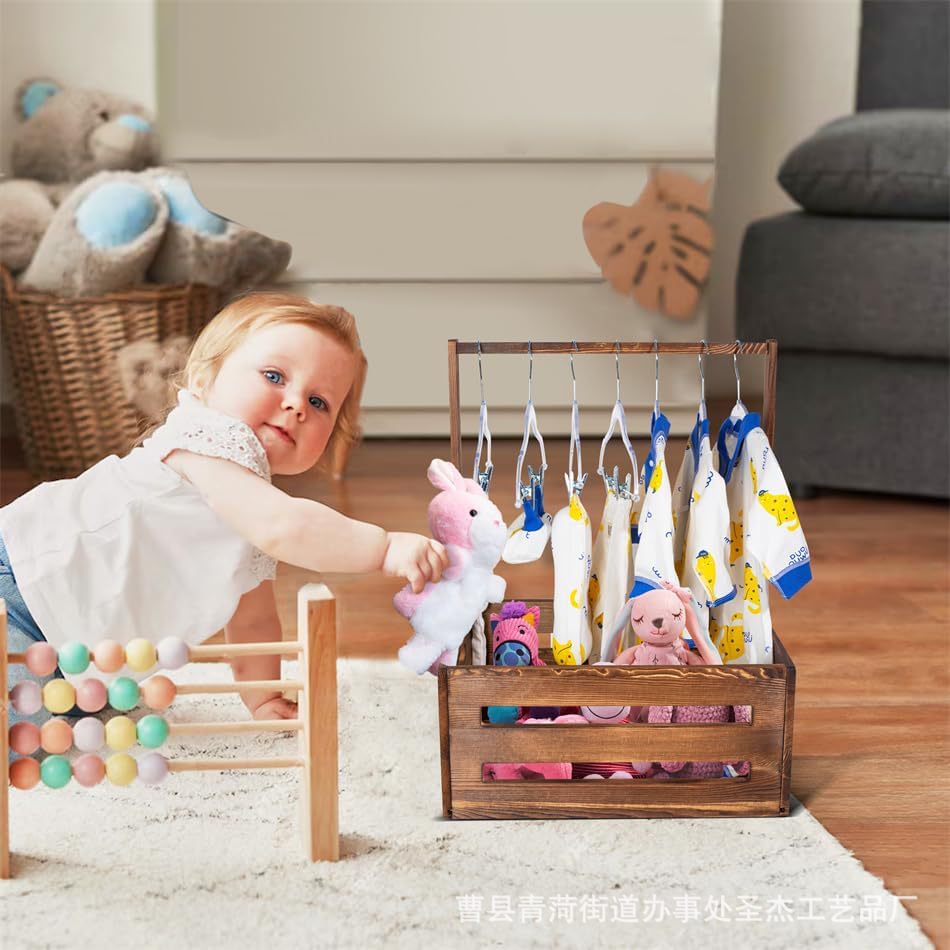 Wooden children's storage box for new born