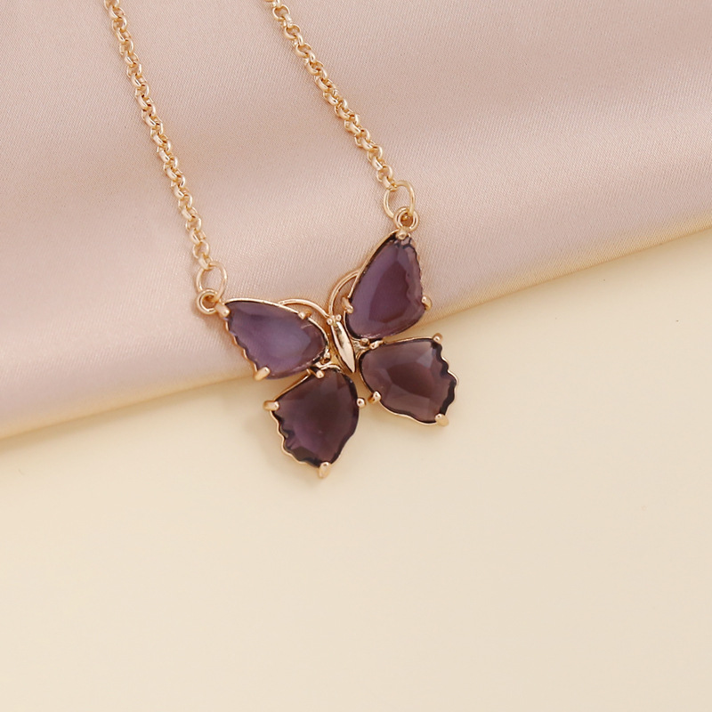Fashion multicolor zircon butterfly copper necklace earring