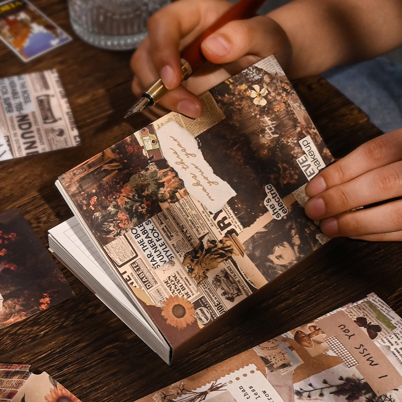 Ziyi Retro Handbook Material Set Literary Age Sense Notebook Sticker Tape Background Paper Collage Gift Box Ziyi Retro Handbook Material Set Literary Age Sense Notebook Sticker Tape Background Paper Collage Gift Box