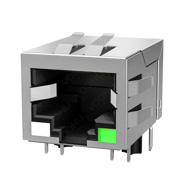 Rj45 Network Connector, Single Port, with Dual-Color Light, with Spring-Loaded Contacts, Model Syt111Q009Df3A1D